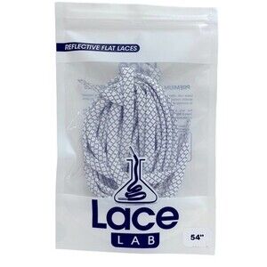 Lace Lab White Reflective Flat Laces 54”